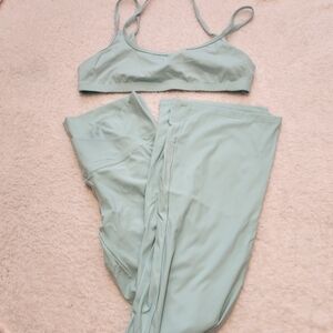 Willow boutique eladay ocean blue workout set strappy bra boot cut leggings